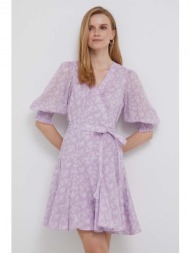 βαμβακερό φόρεμα polo ralph lauren χρώμα: μοβ 100% βαμβάκι