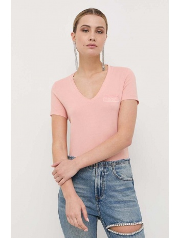 βαμβακερό μπλουζάκι guess χρώμα ροζ 95% βαμβάκι, 5% σπαντέξ