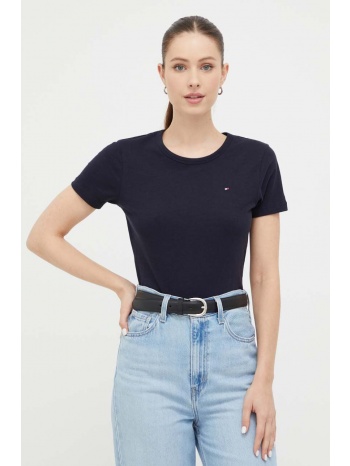 βαμβακερό μπλουζάκι tommy hilfiger χρώμα ναυτικό μπλε 100%