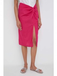 λινή φούστα answear lab χρώμα: ροζ 55% λινάρι, 45% βαμβάκι