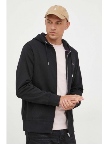 μπλούζα gant χρώμα μαύρο, με κουκούλα κύριο υλικό 87%