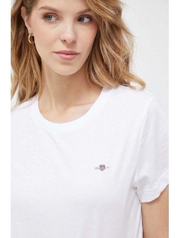 βαμβακερό μπλουζάκι gant χρώμα άσπρο 100% βαμβάκι