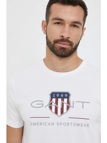 βαμβακερό μπλουζάκι gant χρώμα άσπρο 100% βαμβάκι