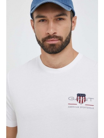 βαμβακερό μπλουζάκι gant χρώμα άσπρο 100% βαμβάκι