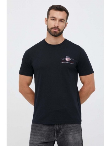 βαμβακερό μπλουζάκι gant χρώμα μαύρο 100% βαμβάκι