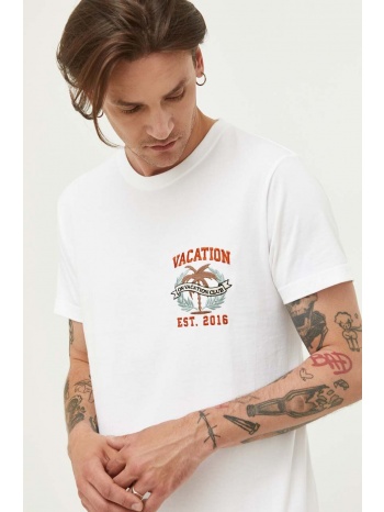 βαμβακερό μπλουζάκι on vacation χρώμα άσπρο 100% βαμβάκι