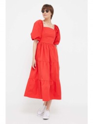 φόρεμα dkny χρώμα: κόκκινο 97% βαμβάκι, 3% σπαντέξ