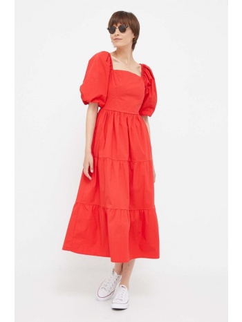 φόρεμα dkny χρώμα κόκκινο 97% βαμβάκι, 3% σπαντέξ