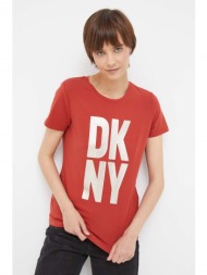 μπλουζάκι dkny χρώμα: κόκκινο 58% βαμβάκι, 38% modal, 4% σπαντέξ