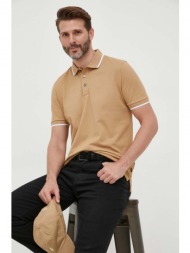 βαμβακερό μπλουζάκι πόλο boss χρώμα: μπεζ 100% βαμβάκι