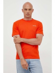 βαμβακερό μπλουζάκι calvin klein χρώμα: πορτοκαλί 100% βαμβάκι