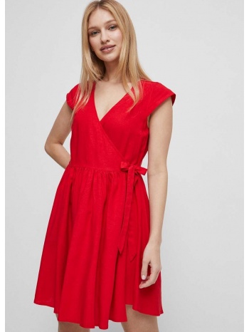 φόρεμα από λινό μείγμα medicine χρώμα κόκκινο 71% βισκόζη