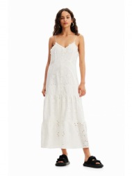 βαμβακερό φόρεμα desigual χρώμα: άσπρο 100% βαμβάκι