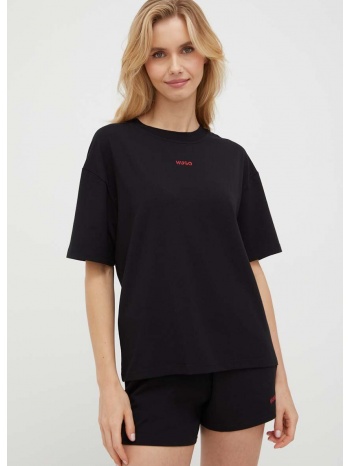 μπλουζάκι lounge hugo χρώμα μαύρο 48% βαμβάκι, 48% modal