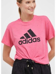 μπλουζάκι adidas χρώμα: ροζ 50% πολυεστέρας, 25% βισκόζη, 25% βαμβάκι