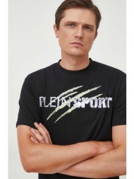 βαμβακερό μπλουζάκι plein sport χρώμα: μαύρο 100% βαμβάκι