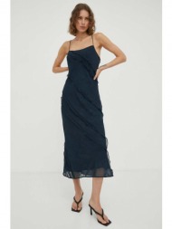 φόρεμα samsoe samsoe χρώμα: ναυτικό μπλε 100% ανακυκλωμένος πολυεστέρας