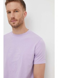 βαμβακερό μπλουζάκι karl lagerfeld χρώμα: μοβ 100% βαμβάκι