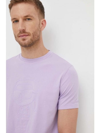 βαμβακερό μπλουζάκι karl lagerfeld χρώμα μοβ 100% βαμβάκι