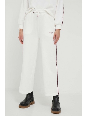 βαμβακερό παντελόνι pepe jeans bibi χρώμα άσπρο κύριο