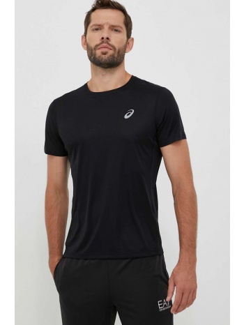 μπλουζάκι για τρέξιμο asics core χρώμα μαύρο 100%