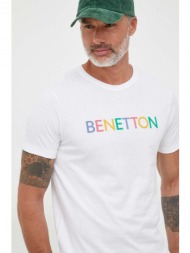 βαμβακερό μπλουζάκι united colors of benetton χρώμα: άσπρο 100% βαμβάκι