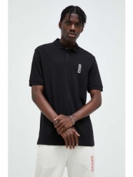 βαμβακερό μπλουζάκι πόλο hugo χρώμα: μαύρο 100% βαμβάκι