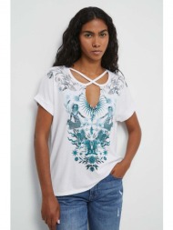 βαμβακερό μπλουζάκι medicine γυναικεία, χρώμα: άσπρο 100% βαμβάκι