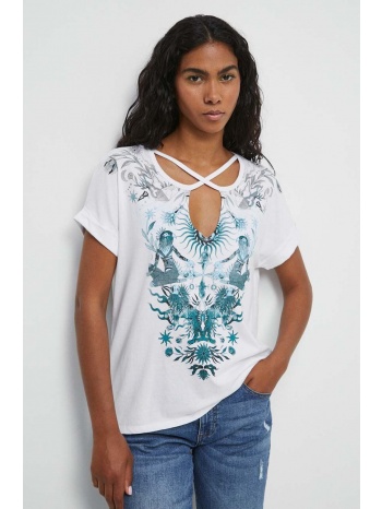 βαμβακερό μπλουζάκι medicine γυναικεία, χρώμα άσπρο 100%