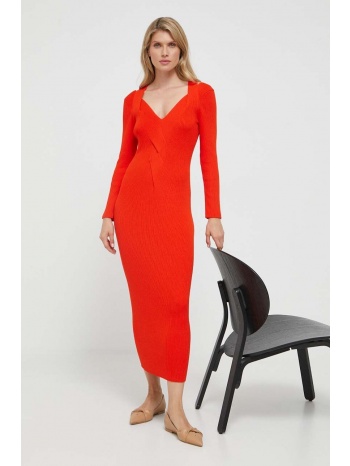φόρεμα boss χρώμα πορτοκαλί 76% βισκόζη, 24% πολυαμίδη