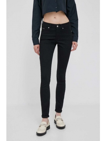 τζιν παντελονι calvin klein jeans χρώμα μαύρο 89% βαμβάκι