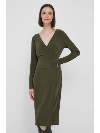 φόρεμα lauren ralph lauren χρώμα πράσινο 95% πολυεστέρας