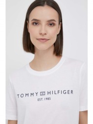 βαμβακερό μπλουζάκι tommy hilfiger χρώμα: άσπρο 100% βαμβάκι