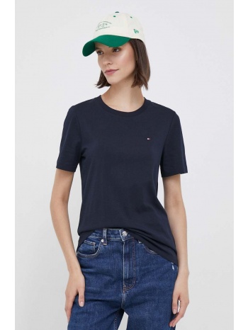 βαμβακερό μπλουζάκι tommy hilfiger χρώμα ναυτικό μπλε 100%