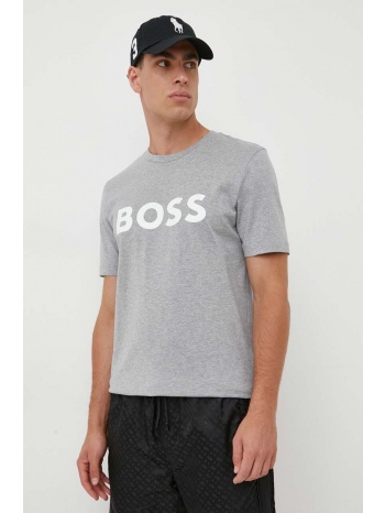 βαμβακερό μπλουζάκι boss χρώμα γκρι κύριο υλικό 100%