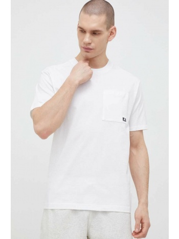 βαμβακερό μπλουζάκι new balance χρώμα άσπρο κύριο υλικό