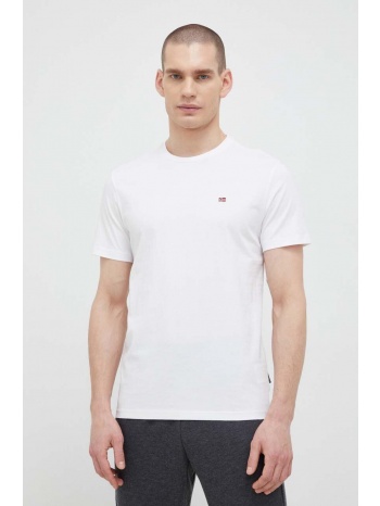 βαμβακερό μπλουζάκι napapijri χρώμα άσπρο κύριο υλικό