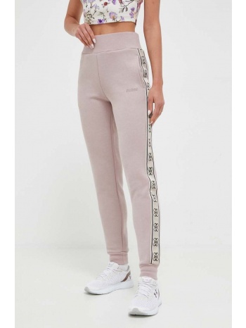 παντελόνι φόρμας guess χρώμα μπεζ 51% βαμβάκι, 49%