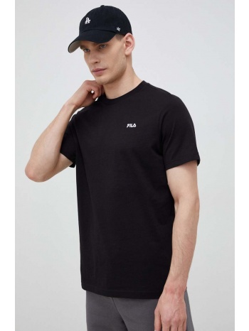 βαμβακερό μπλουζάκι fila χρώμα μαύρο 100% βαμβάκι