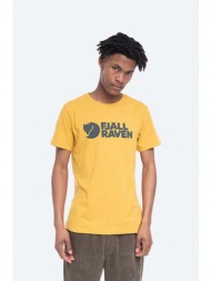 βαμβακερό μπλουζάκι fjallraven logo χρώμα: κίτρινο 100% βαμβάκι