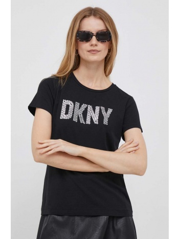 μπλουζάκι dkny χρώμα μαύρο 58% βαμβάκι, 38% modal, 4%