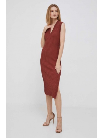 φόρεμα dkny χρώμα κόκκινο 75% βισκόζη, 25% πολυαμίδη