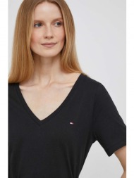 βαμβακερό μπλουζάκι tommy hilfiger χρώμα: μαύρο 100% βαμβάκι