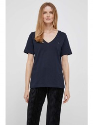 βαμβακερό μπλουζάκι tommy hilfiger χρώμα: ναυτικό μπλε 100% βαμβάκι