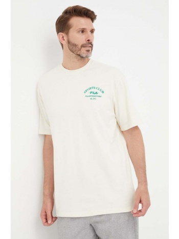 βαμβακερό μπλουζάκι fila χρώμα μπεζ 100% βαμβάκι
