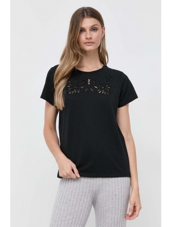 βαμβακερό μπλουζάκι twinset χρώμα μαύρο υλικό 1 100%