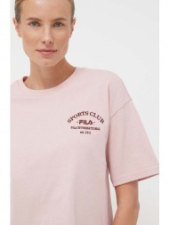βαμβακερό μπλουζάκι fila χρώμα: ροζ 100% βαμβάκι