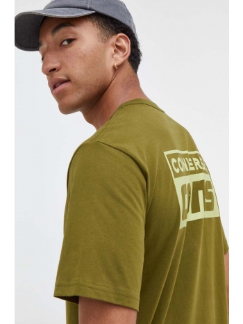 βαμβακερό μπλουζάκι converse χρώμα πράσινο 100% βαμβάκι