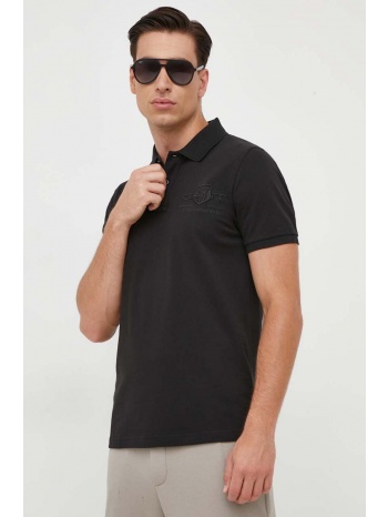 βαμβακερό μπλουζάκι πόλο gant χρώμα μαύρο 100% βαμβάκι