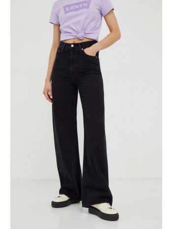 τζιν παντελονι levi`s ribcage wide leg h223 χρώμα μαύρο